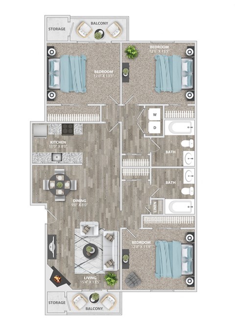 oleander1 Renovated Floor Plan at St. Andrews Reserve, Wilmington, NC
